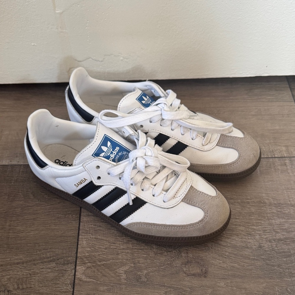 Adidas Samba White and Black Trainers
